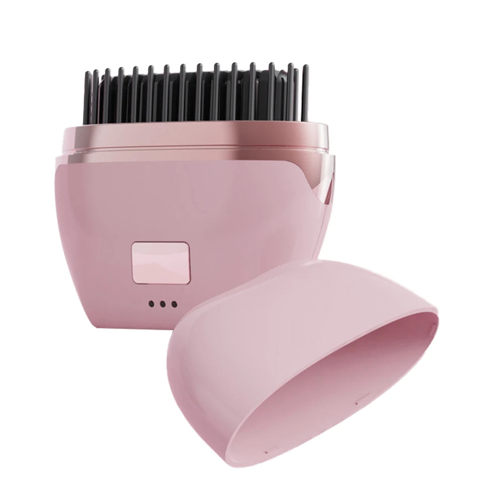 Rose Couleur Brosse Lissante Chauffante Sans Fil Rechargeable